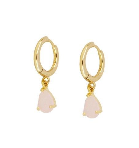 PENDIENTE PINK DROP HOOPS GOLD | Bymarta.es