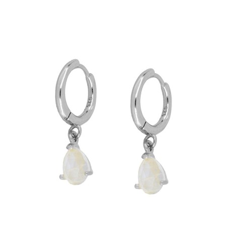 Pendiente de plata con gota de piedra luna