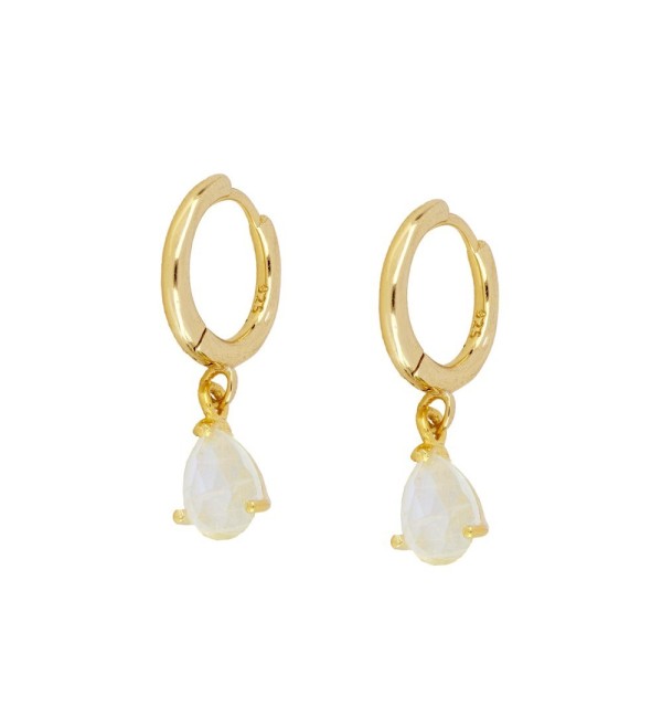 Pendiente aro con gota de piedra luna