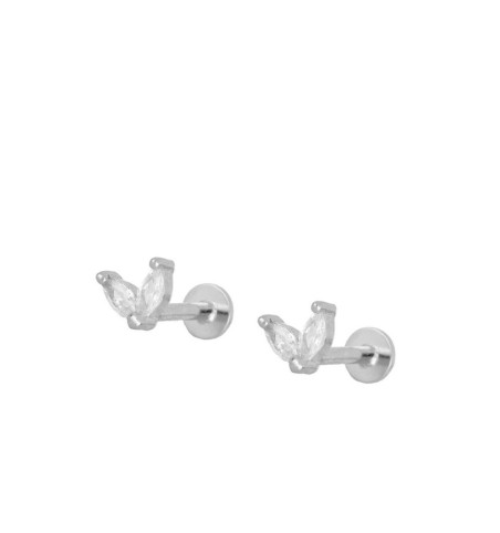 EARRING CELIA WHITE PIERCING SILVER | Bymarta.es