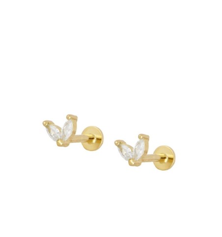Sterling silver ear piercing earring, gold-plated