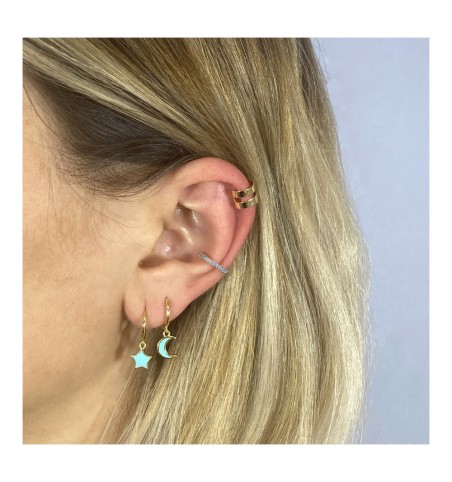 EARRING BLUE MOON HOOPS GOLD | Bymarta.es