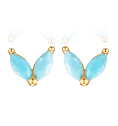 Pendiente de plata de ley con baño de oro y circonita turquesa