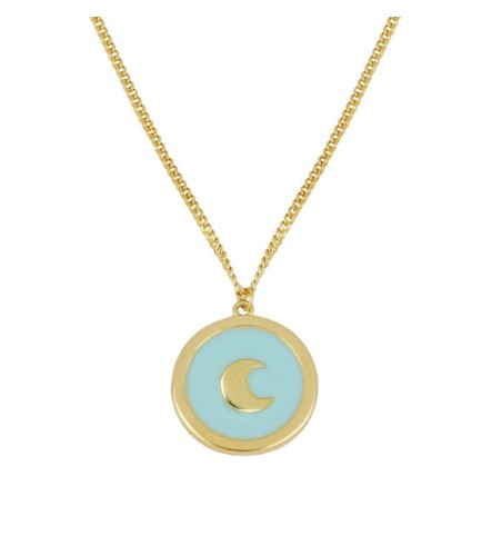 925 silver necklace gold-plated, whit moon . Enamel turquoise