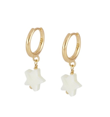 Earrings of ring of 12 mm, 925 sterling silver, gold-plated, with nacre star.