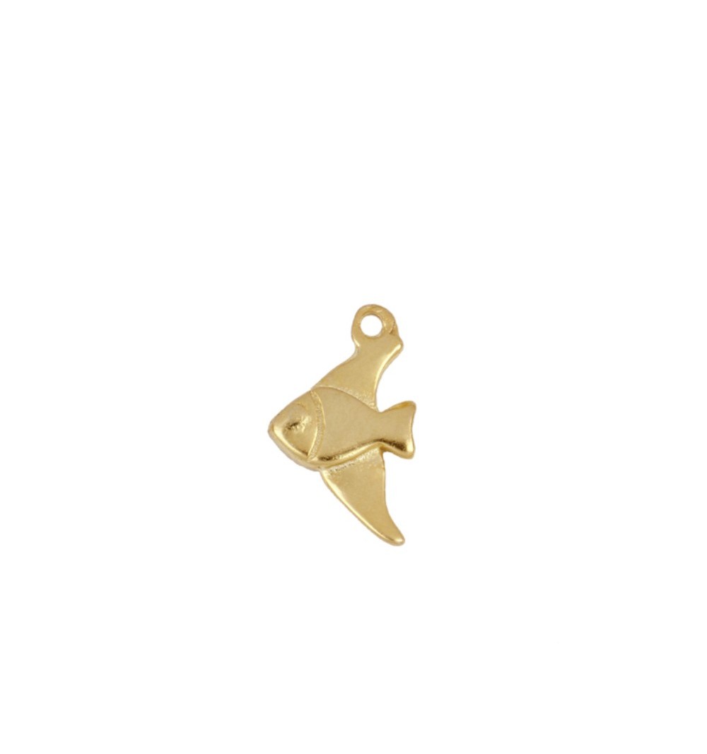 Fish charm, sterling silver gold-plated.
