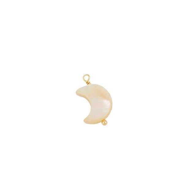 Nacre moon charm, sterling silver, gold-plated