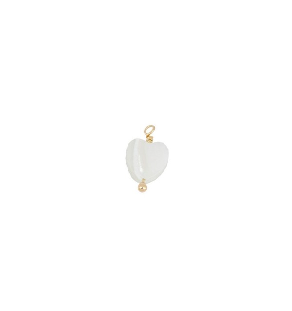 Nacre heart charm, sterling silver gold-plated.