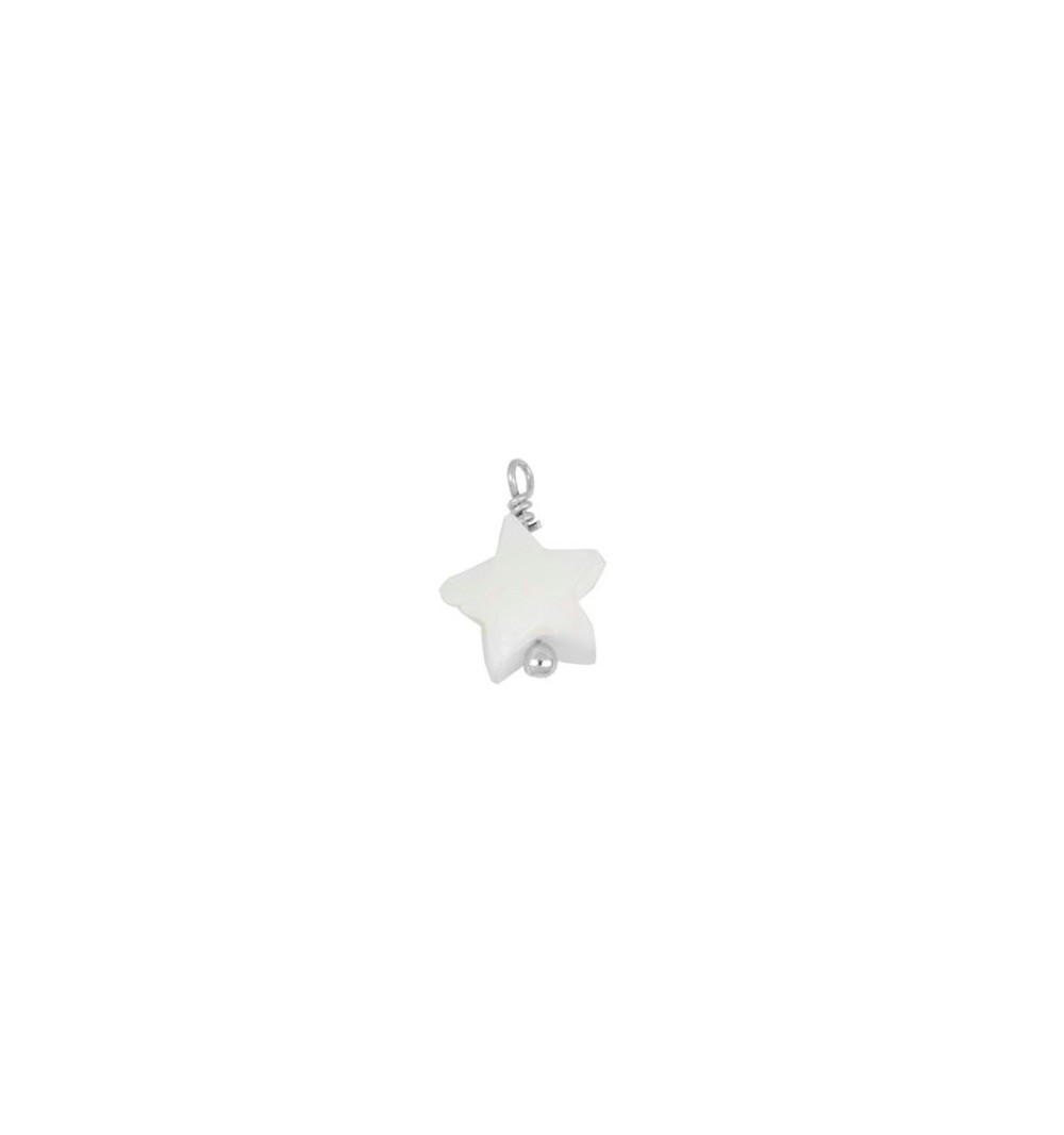 Nacre star charm, sterling silver