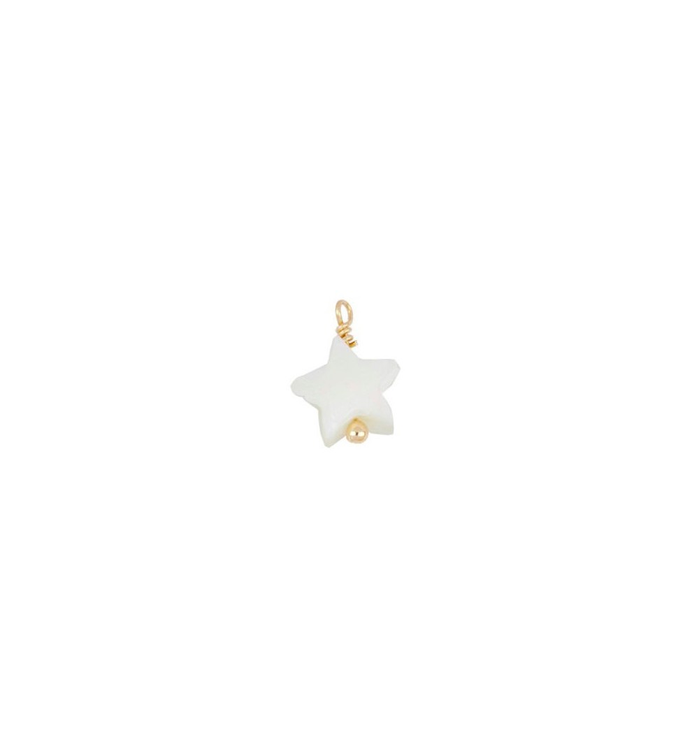 Nacre star charm, sterling silver, gold-plated.