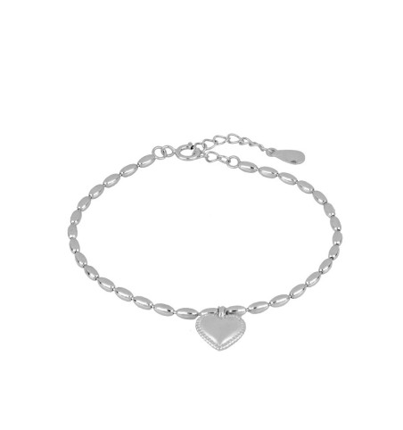 pulsera con corazón de plata de ley