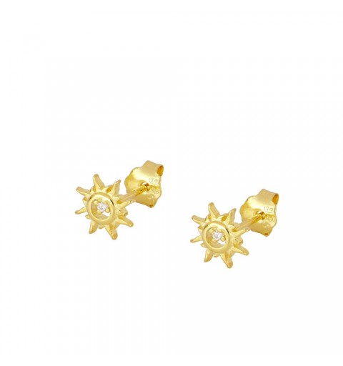 Earrings sun 925 sterling silver gold-plated.