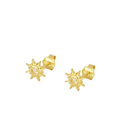 Earrings sun 925 sterling silver gold-plated.