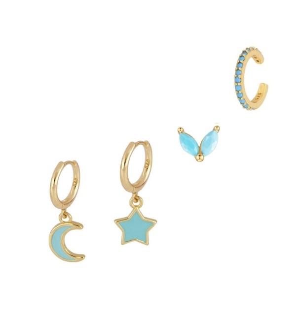 Pack de 4 pendientes de plata con baño de oro