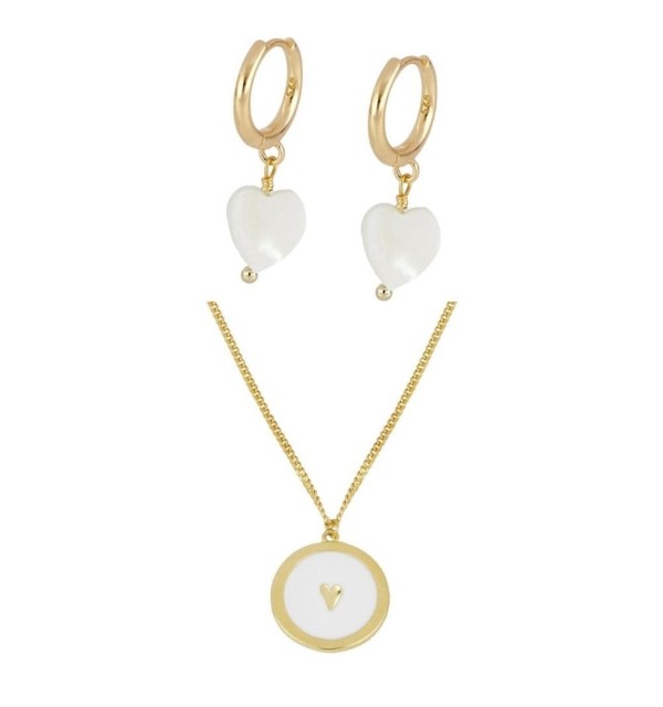 Pack de pendientes y collar de plata con baño de oro