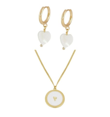 Pack de pendientes y collar de plata con baño de oro