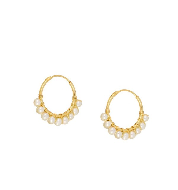 EARRING PEARL  HOOPS GOLD | Bymarta.es