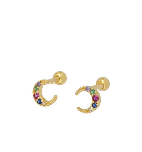 Pendiente piercing para oreja, disponible en plata de primera ley, con baño de oro