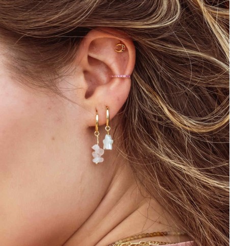 EARRING ADIVA PINK HOOPS GOLD | Bymarta.es