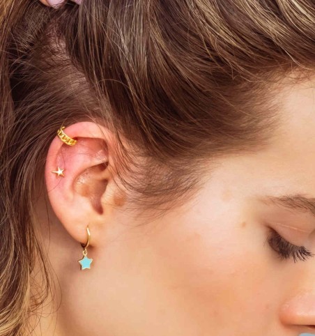 Ear cuff de plata de ley con baño de oro