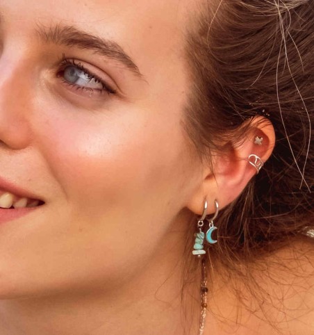 Pendiente piercing de plata de ley, en forma de X