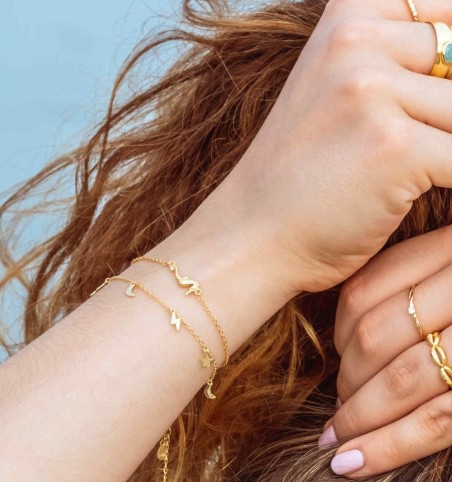 pulsera con caballito de mar de plata de ley con baño de oro