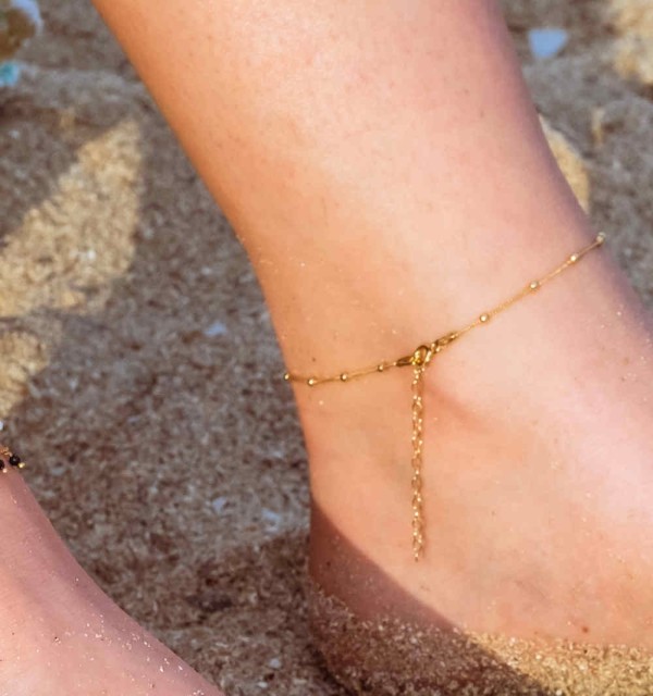 TOBILLERA  BOLITAS GOLD | Bymarta.es