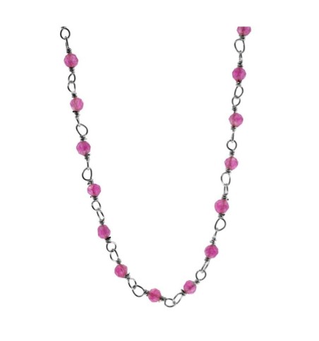 Gargantilla de plata 925 , con piedra natural de jade fucsia