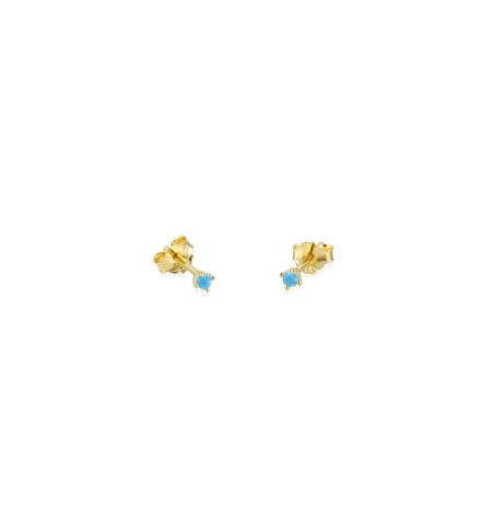 EARRING TINY TURQUOISE MINIS GOLD | Bymarta.es