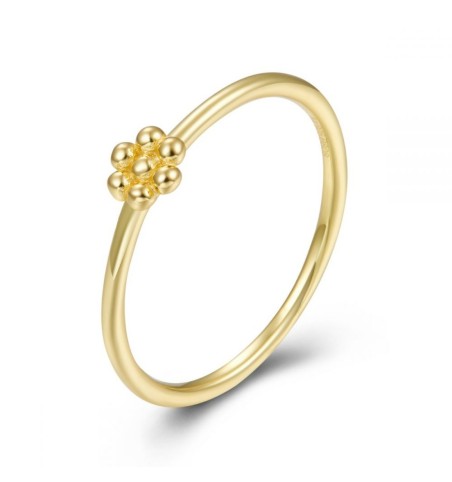 Anillo con flor de plata de ley y baño de oro