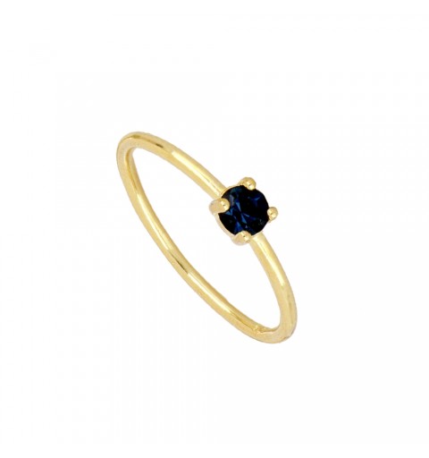 Ring with zirconia colour shapphire blue, made of gold-plated sterling silver