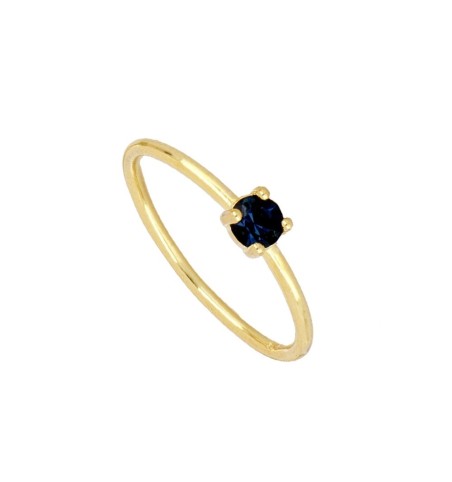 Ring with zirconia colour shapphire blue, made of gold-plated sterling silver