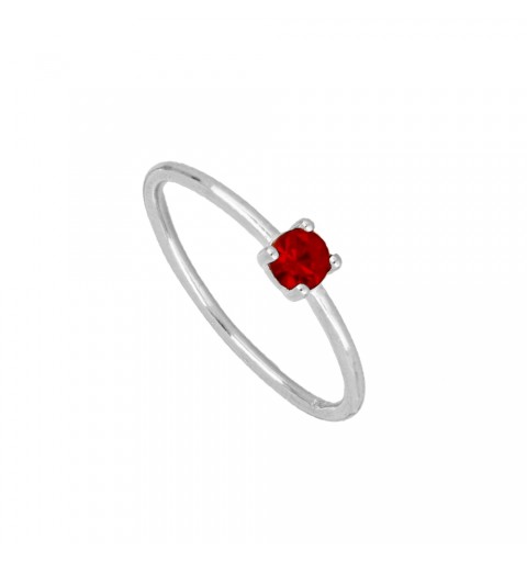 Ring with zirconia red, made of sterling silver .