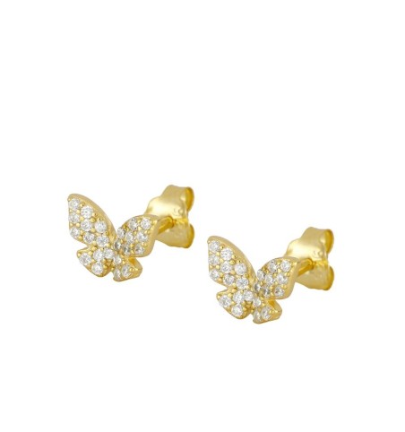 Gold-plated sterling silver butterfly earring.