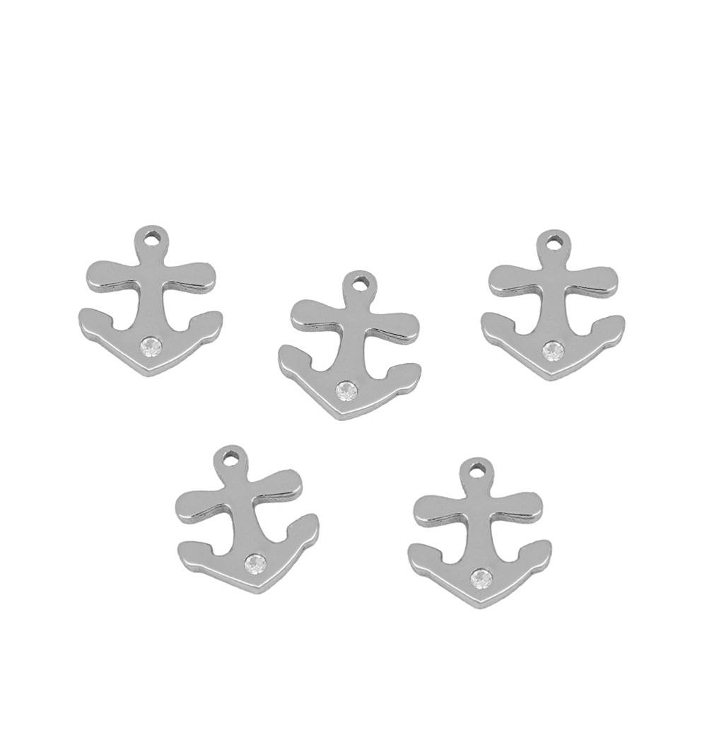 Anchor charm, gold-plated sterling silver