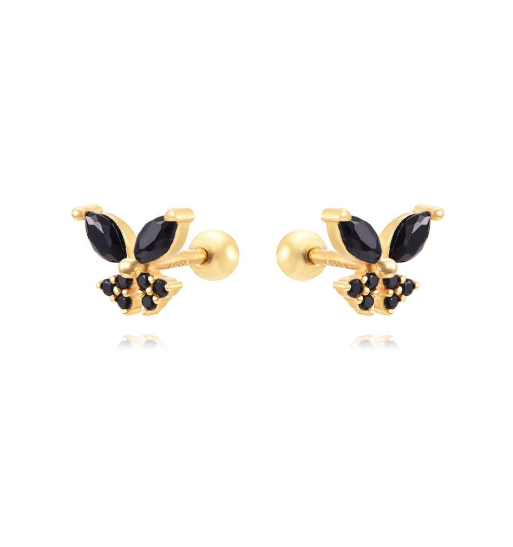 Pendiente en forma de mariposa piercing para oreja, disponible en plata de primera ley, con baño de oro