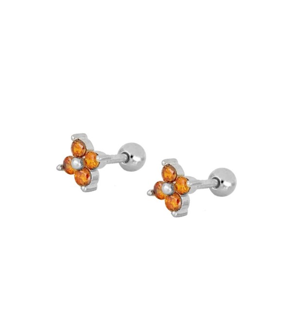 EARRING ALICE ORANGE PIERCING SILVER | Bymarta.es
