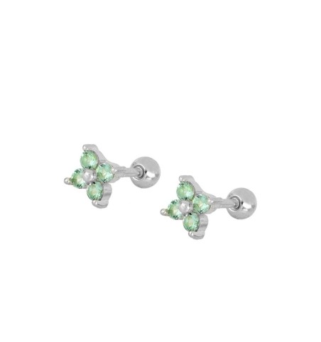 EARRING ALICE GREEN PIERCING SILVER | Bymarta.es