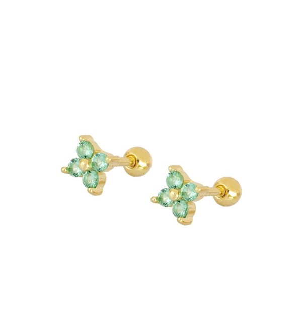 PENDIENTE ALICE GREEN PIERCING GOLD | Bymarta.es