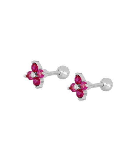 EARRING ALICE FUCHSIA PIERCING SILVER | Bymarta.es