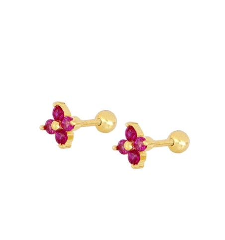 EARRING ALICE FUCHSIA PIERCING GOLD | Bymarta.es
