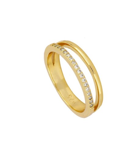 ANILLO DOBLE CIRCONITAS BLANCAS GOLD | Bymarta.es