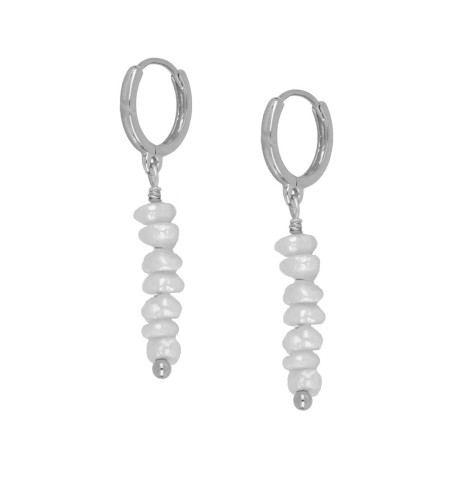 EARRING MISS PEARL HOOPS SILVER | Bymarta.es