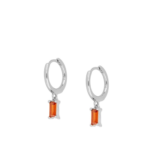PENDIENTES ZENITH ORANGE HOOPS SILVER | Bymarta.es