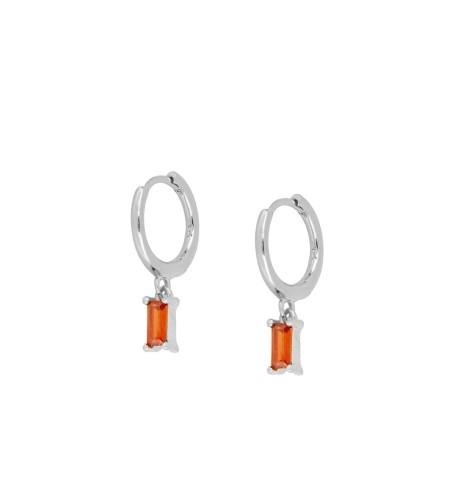 PENDIENTES ZENITH ORANGE HOOPS SILVER | Bymarta.es