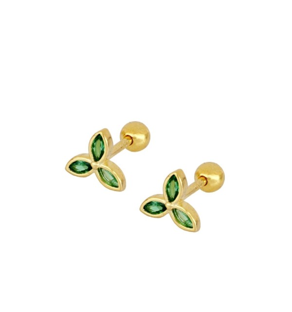 Pendiente piercing de plata de ley y circonitas