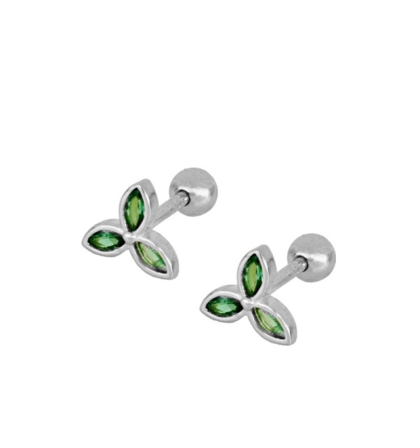 EARRING AVERY GREEN SILVER| Bymarta.es