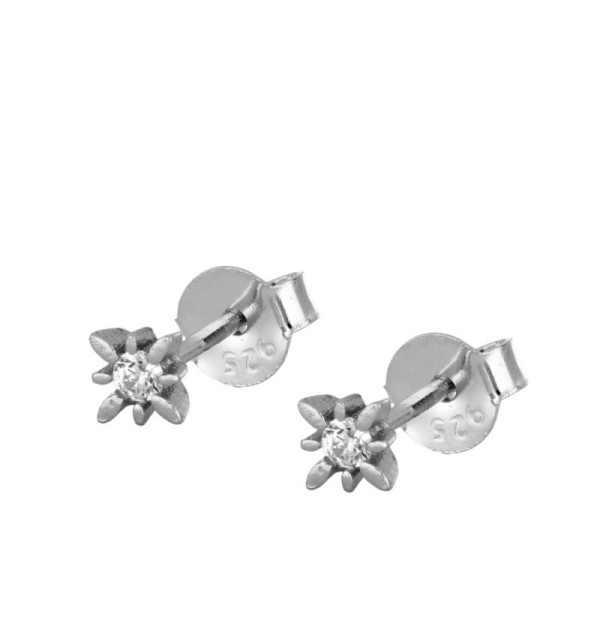 Pendiente mini, disponible en plata de primera ley y circonita