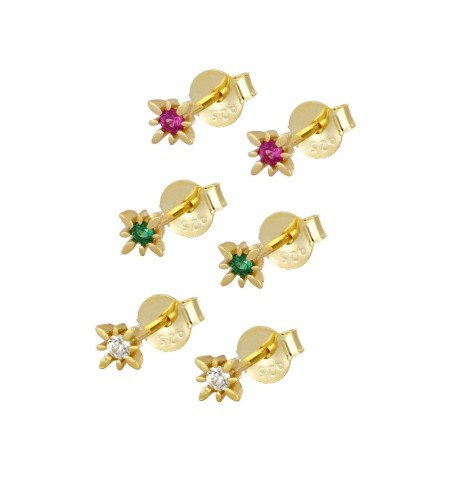 PENDIENTES MARLEN FUCHSIA MINIS GOLD | Bymarta.es