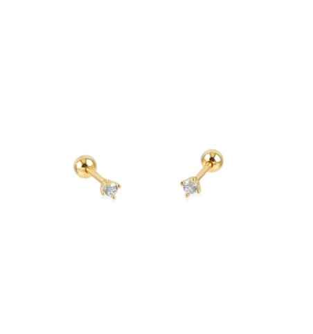 EARRING POINT WHITE PIERCING GOLD | Bymarta.es